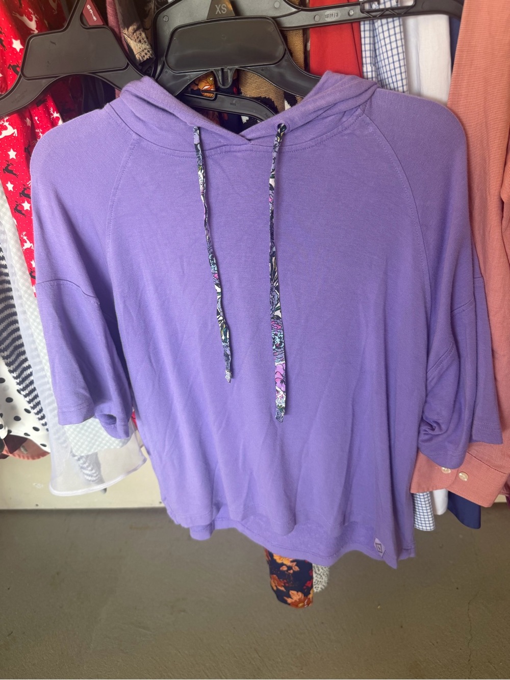 Vera Bradley Lavender Short-Sleeve Hooded Pullover